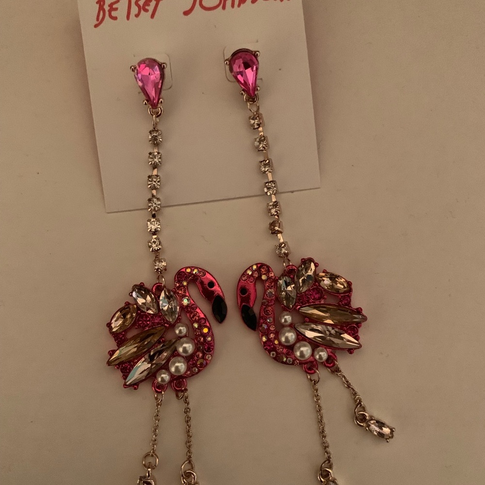Betsy Johnson Flamingo Rhinestones earrings